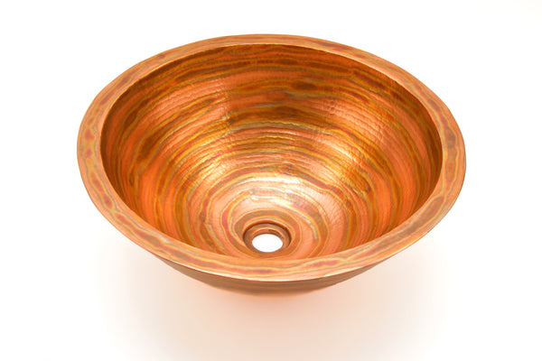 DA VINCI | Round Vessel Bathroom Copper Sink - 17 x 7" - Double Wall - COPPER ALCHEMY