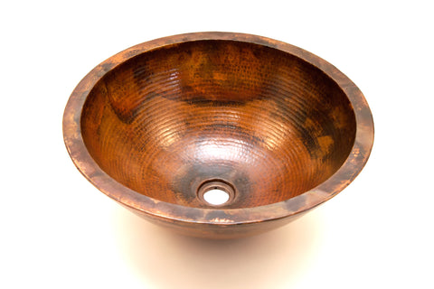 DA VINCI | Round Vessel Bathroom Copper Sink - 17 x 7" - Double Wall - COPPER ALCHEMY