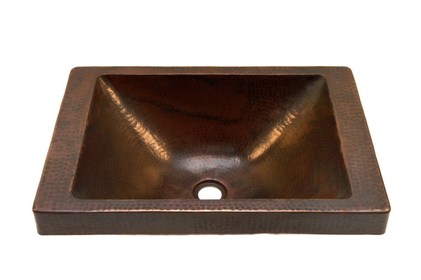 DOISNEAU | Rectangular Raised Profile Bathroom Copper Sink with 2" Apron - 20 x 14 x 6" - COPPER ALCHEMY