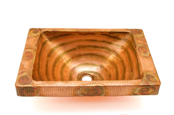DOISNEAU | Rectangular Raised Profile Bathroom Copper Sink with 2" Apron - 20 x 14 x 6" - COPPER ALCHEMY