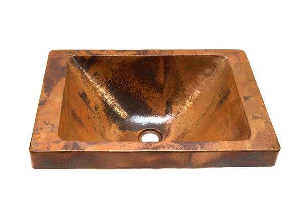 DOISNEAU | Rectangular Raised Profile Bathroom Copper Sink with 2" Apron - 20 x 14 x 6" - COPPER ALCHEMY