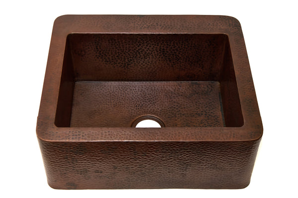 Farmhouse Chico with Straight Apron Kitchen Copper Sink - Single Basin - 25 x 22 x 9.5" - KS003CV - COPPER ALCHEMY