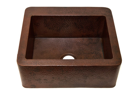 Farmhouse Chico with Straight Apron Kitchen Copper Sink - Single Basin - 25 x 22 x 9.5" - KS003CV - COPPER ALCHEMY