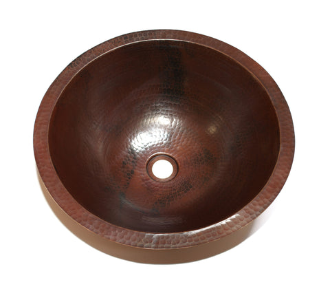 GORDO | Round Under Mount Bathroom Copper Sink with 1" Flat Rim - 17 x 6" - Gauge 18 - COPPER ALCHEMY