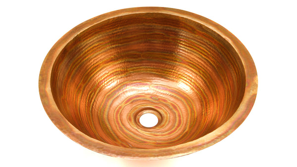 GORDO | Round Under Mount Bathroom Copper Sink with 1" Flat Rim - 17 x 6" - Gauge 18 - COPPER ALCHEMY