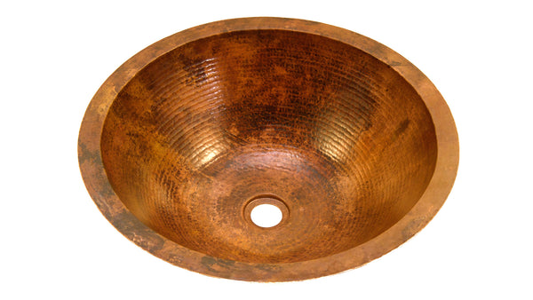 GORDO | Round Under Mount Bathroom Copper Sink with 1" Flat Rim - 17 x 6" - Gauge 18 - COPPER ALCHEMY