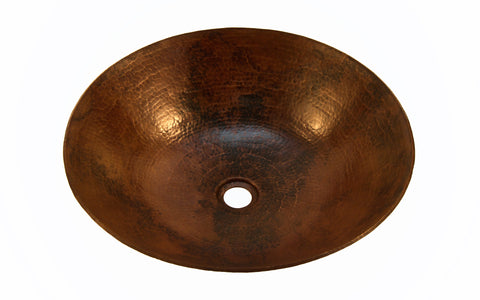 KAHLO | Round Vessel Bathroom Copper Sink - 17 x 4.5" - Thick Gauge 14 - COPPER ALCHEMY