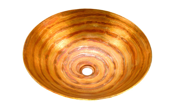 KAHLO | Round Vessel Bathroom Copper Sink - 17 x 4.5" - Thick Gauge 14 - COPPER ALCHEMY