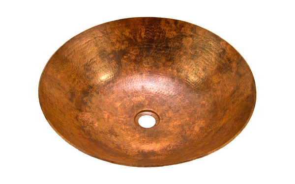 KAHLO | Round Vessel Bathroom Copper Sink - 17 x 4.5" - Thick Gauge 14 - COPPER ALCHEMY