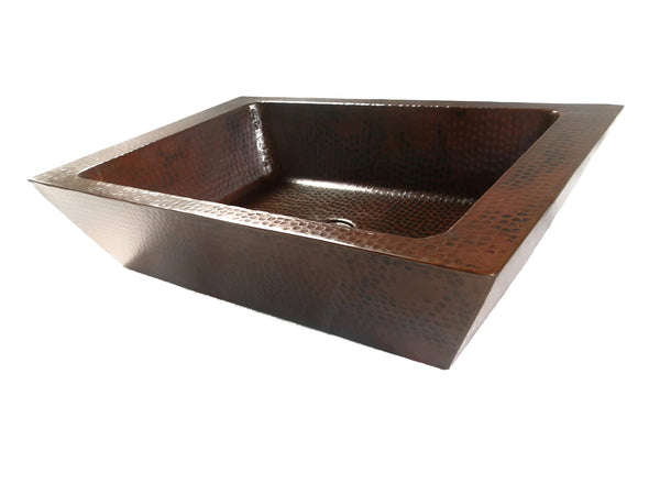 KIRO | Rectangular Vessel Bathroom Copper Sink - 20 x 13 x 5" - Double Wall - COPPER ALCHEMY