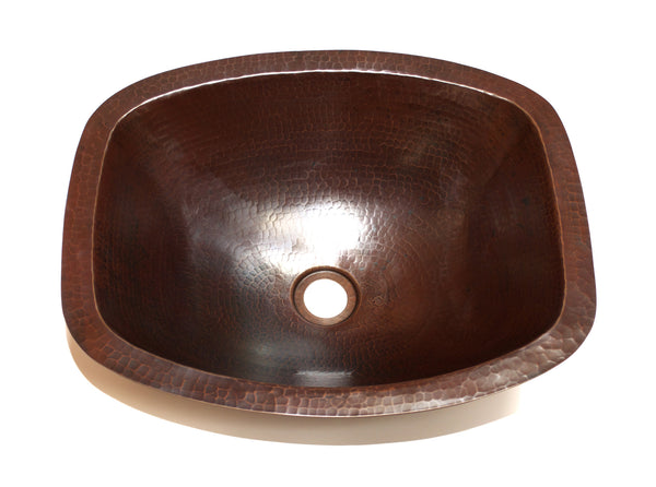 LUNA INCA | Rectangular Under Mount Bathroom Copper Sink with Flat Sides and Flat Rim - 17 x 14 x 6" - Gauge 18 - COPPER ALCHEMY