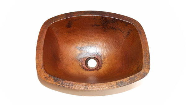 LUNA INCA | Rectangular Under Mount Bathroom Copper Sink with Flat Sides and Flat Rim - 17 x 14 x 6" - Gauge 18 - COPPER ALCHEMY