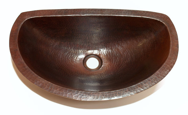 LUNA MAYA | Oval Under Mount Bathroom Copper Sink with Flat Back and Flat Rim - 19 x 12 x 6" - Gauge 18 - COPPER ALCHEMY
