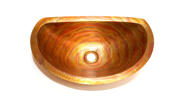 LUNA MAYA | Oval Under Mount Bathroom Copper Sink with Flat Back and Flat Rim - 19 x 12 x 6" - Gauge 18 - COPPER ALCHEMY