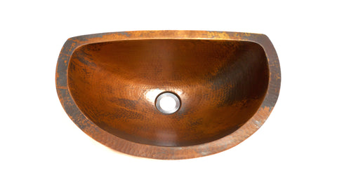 LUNA MAYA | Oval Under Mount Bathroom Copper Sink with Flat Back and Flat Rim - 19 x 12 x 6" - Gauge 18 - COPPER ALCHEMY