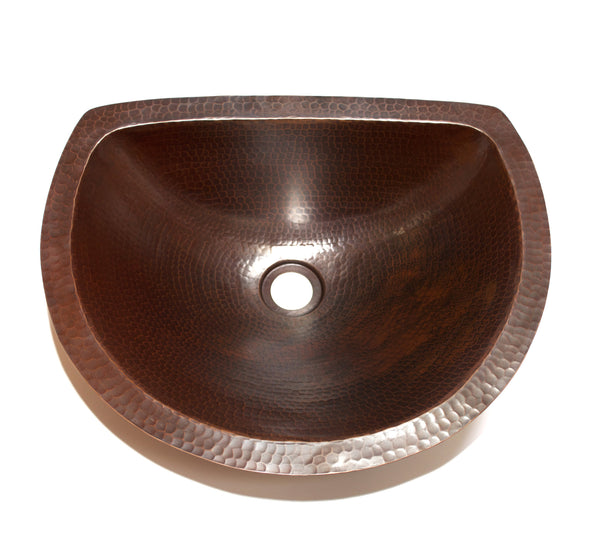LUNA | Oval Under Mount Bathroom Copper Sink with Flat Back and Flat Rim - 17 x 14 x 6" - Gauge 18 - COPPER ALCHEMY