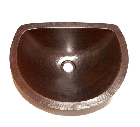 LUNA | Oval Under Mount Bathroom Copper Sink with Flat Back and Flat Rim - 17 x 14 x 6" - Gauge 18 - COPPER ALCHEMY