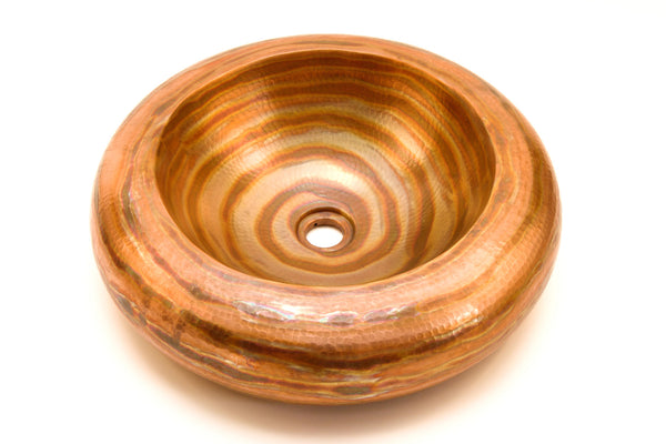 MERIDA | Round Vessel Bathroom Copper Sink - 18  x 5" - Double Wall - COPPER ALCHEMY
