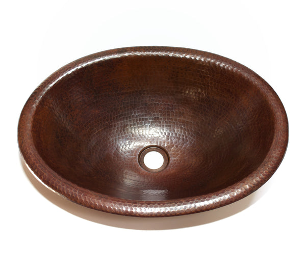OVALADO ROLLED RIM | Oval Under Mount Bathroom Copper Sink with 1" Rolled Rim - 19 x 14 x 6" - Gauge 18 - COPPER ALCHEMY