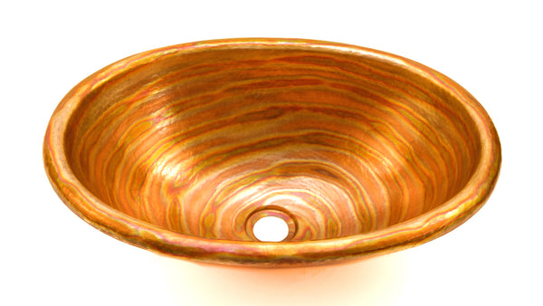 OVALADO ROLLED RIM | Oval Under Mount Bathroom Copper Sink with 1" Rolled Rim - 19 x 14 x 6" - Gauge 18 - COPPER ALCHEMY