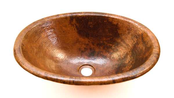 OVALADO ROLLED RIM | Oval Under Mount Bathroom Copper Sink with 1" Rolled Rim - 19 x 14 x 6" - Gauge 18 - COPPER ALCHEMY