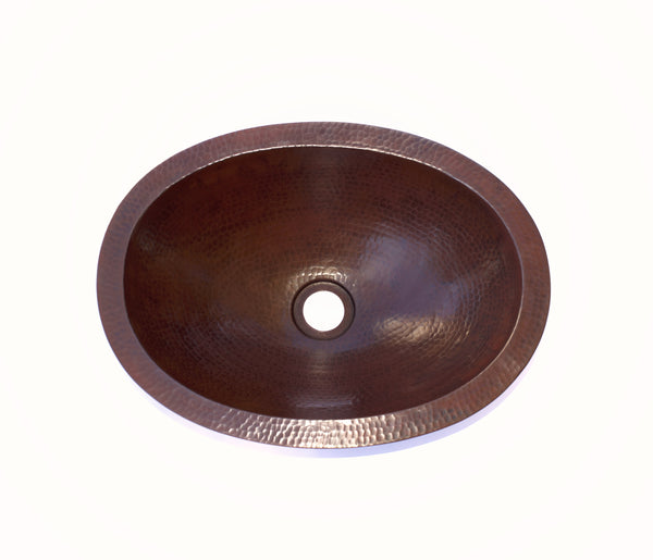 OVALADO CHICO (Small) | Oval Under Mount Bathroom Copper Sink with 1" Flat Rim - 16 x 12 x 5" - Gauge 18 - COPPER ALCHEMY