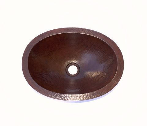 OVALADO CHICO (Small) | Oval Under Mount Bathroom Copper Sink with 1" Flat Rim - 16 x 12 x 5" - Gauge 18 - COPPER ALCHEMY