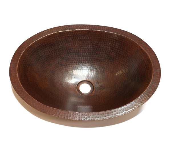 OVALADO | Oval Under Mount Bathroom Copper Sink with 1" Flat Rim - 19 x 14 x 6" - Gauge 18  OVALADO FLAT RIM - COPPER ALCHEMY
