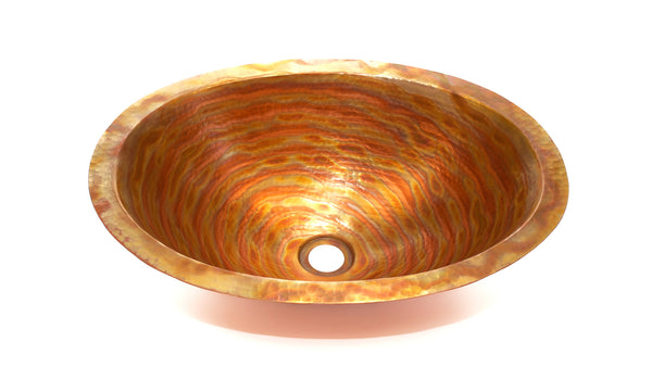 OVALADO | Oval Under Mount Bathroom Copper Sink with 1" Flat Rim - 19 x 14 x 6" - Gauge 18  OVALADO FLAT RIM - COPPER ALCHEMY