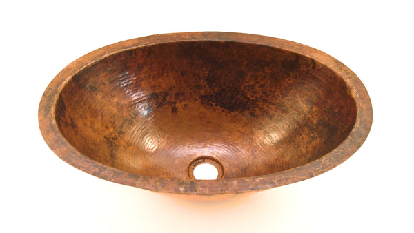 OVALADO | Oval Under Mount Bathroom Copper Sink with 1" Flat Rim - 19 x 14 x 6" - Gauge 18  OVALADO FLAT RIM - COPPER ALCHEMY