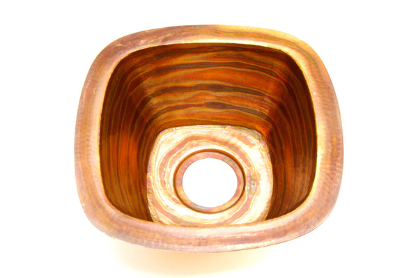 PASO ROBLES | Square Under Mount Bar Copper Sink with 1.5" Flat Rim - 15 x 15 x 7" - Gauge 16 - COPPER ALCHEMY