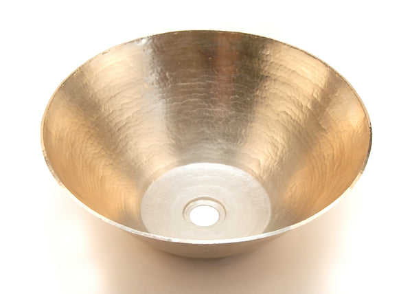 PICASSO | Round Vessel Bathroom Copper Sink in Brushed Nickel - 16 x 6.5" - Thick Gauge 14 - COPPER ALCHEMY