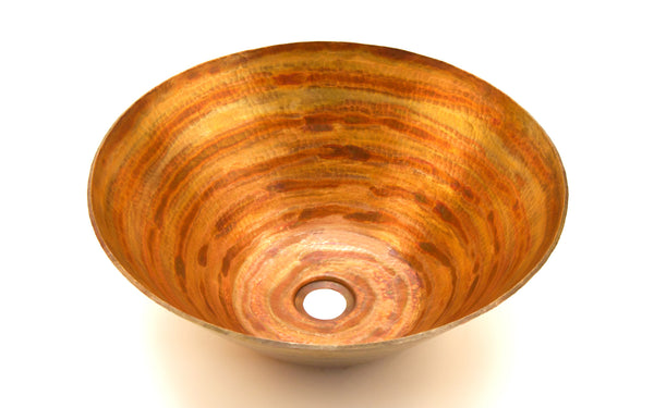 PICASSO | Round Vessel Bathroom Copper Sink - 16 x 6.5" - Thick Gauge 14 - COPPER ALCHEMY