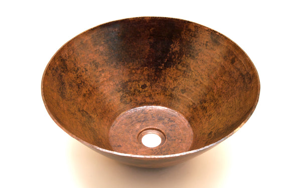 PICASSO | Round Vessel Bathroom Copper Sink - 16 x 6.5" - Thick Gauge 14 - COPPER ALCHEMY