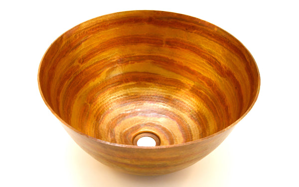 RIVERA | Round Vessel Bathroom Copper Sink - 16 x 6" - Thick Gauge 14 - COPPER ALCHEMY