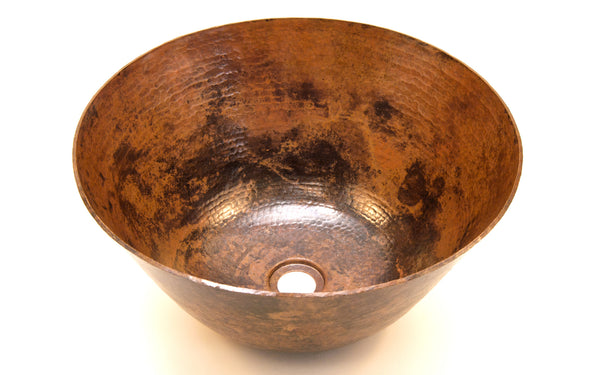 RIVERA | Round Vessel Bathroom Copper Sink - 16 x 6" - Thick Gauge 14 - COPPER ALCHEMY