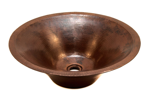 RODIN | Round Vessel Bathroom Copper Sink - 17 x 6" - Double Wall - COPPER ALCHEMY