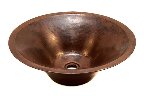 RODIN | Round Vessel Bathroom Copper Sink - 17 x 6" - Double Wall - COPPER ALCHEMY