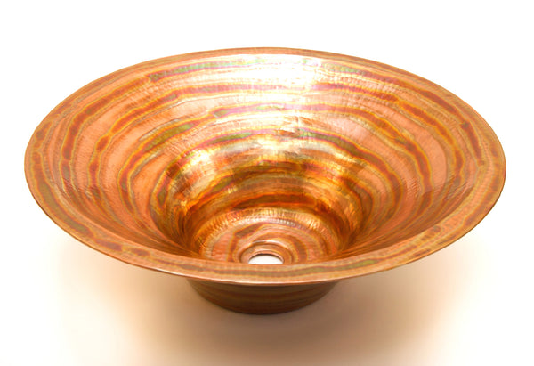RODIN | Round Vessel Bathroom Copper Sink - 17 x 6" - Double Wall - COPPER ALCHEMY