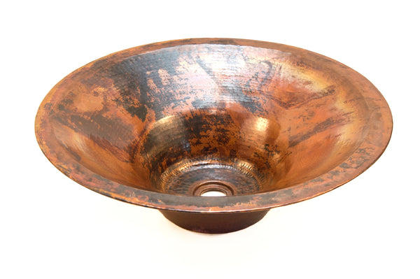 RODIN | Round Vessel Bathroom Copper Sink - 17 x 6" - Double Wall - COPPER ALCHEMY