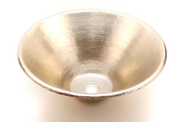 SALGADO | Round Vessel Bathroom Copper Sink in Brushed Nickel - 17 x 6" - Thick Gauge 14 - COPPER ALCHEMY