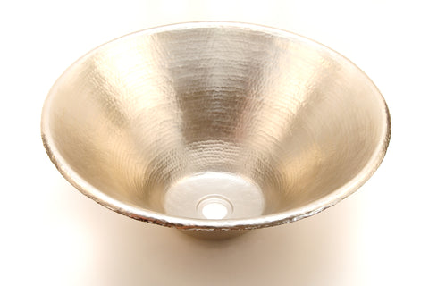 SALGADO | Round Vessel Bathroom Copper Sink in Brushed Nickel - 17 x 6" - Thick Gauge 14 - COPPER ALCHEMY