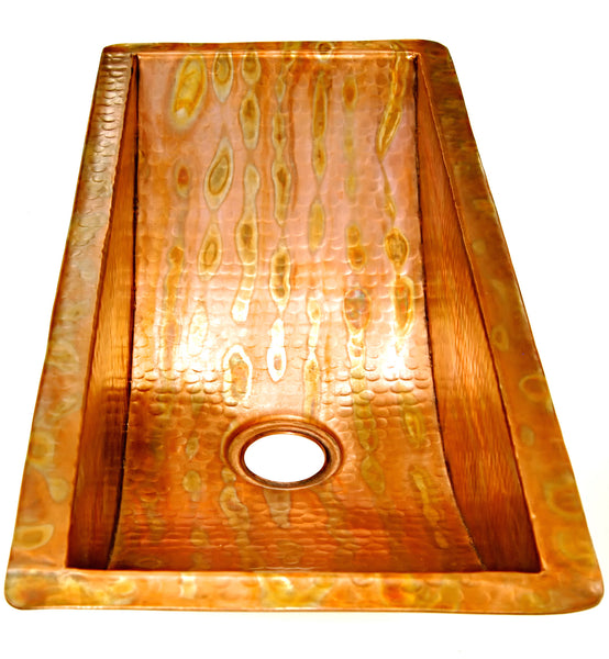 SANTA YNEZ | Rectangular Under Mount Bar Copper Sink with 1" Flat Rim - 24 x 10 x 6" - Gauge 16 - COPPER ALCHEMY