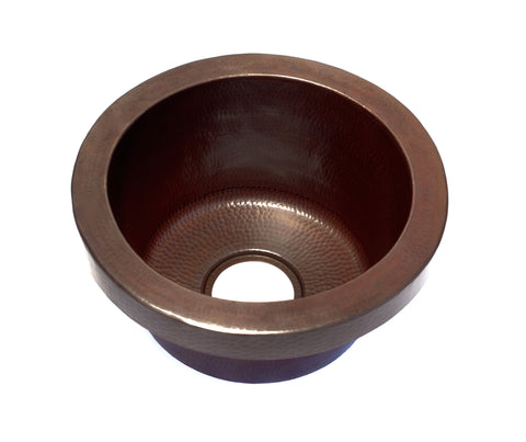 SANTA BARBARA | Round Raised Profile Bar Copper Sink with 1.5" Apron - 15 x 8" - Gauge 16 - COPPER ALCHEMY