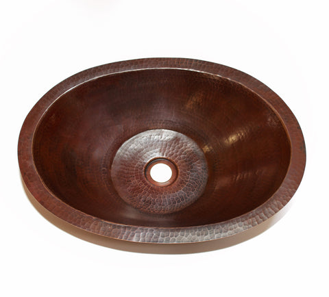 SOL | Oval Under Mount Bathroom Copper Sink with 1" Flat Rim - 19 x 14 x 4.5" - Gauge 18 - COPPER ALCHEMY