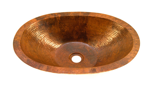 SOL | Oval Under Mount Bathroom Copper Sink with 1" Flat Rim - 19 x 14 x 4.5" - Gauge 18 - COPPER ALCHEMY