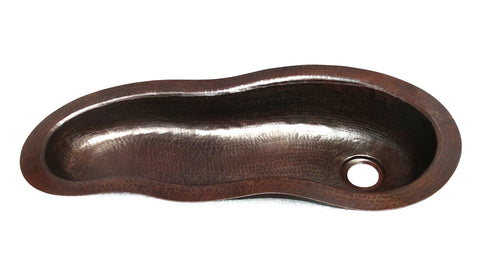 SONOMA CHICO | River Shape Under Mount Bar Copper Sink with 1.5" Rim - 28 x 12.5 x 4.5" - Gauge 16 - COPPER ALCHEMY