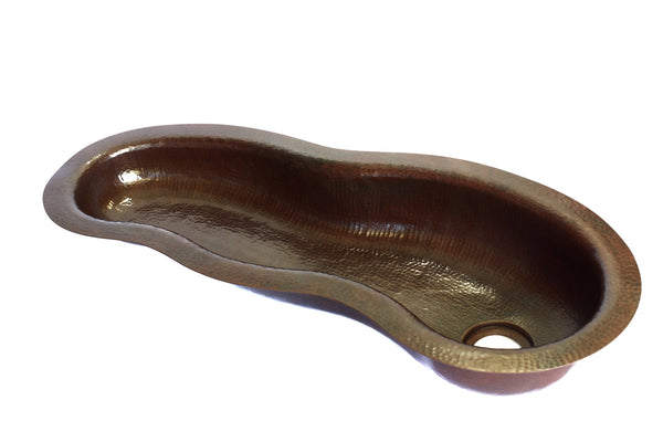 SONOMA CHICO | River Shape Under Mount Bar Copper Sink with 1.5" Rim - 28 x 12.5 x 4.5" - Gauge 16 - COPPER ALCHEMY