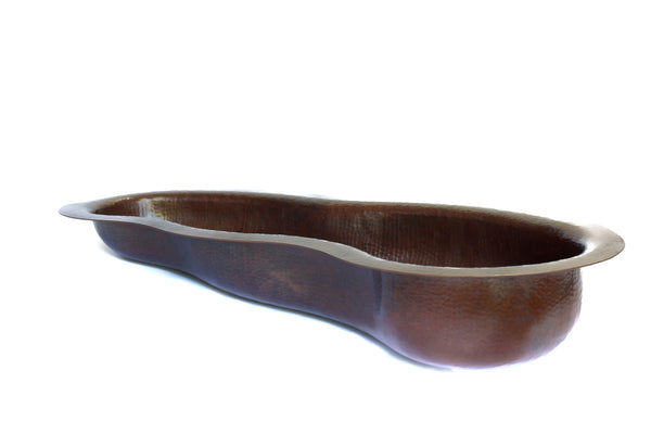 SONOMA CHICO | River Shape Under Mount Bar Copper Sink with 1.5" Rim - 28 x 12.5 x 4.5" - Gauge 16 - COPPER ALCHEMY