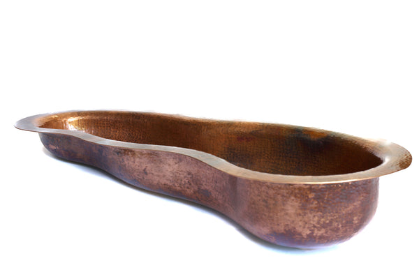 SONOMA CHICO | River Shape Under Mount Bar Copper Sink with 1.5" Rim - 28 x 12.5 x 4.5" - Gauge 16 - COPPER ALCHEMY